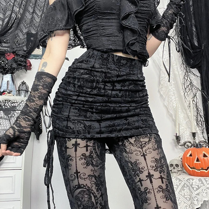 Gothic Pants Lace Flare Pants