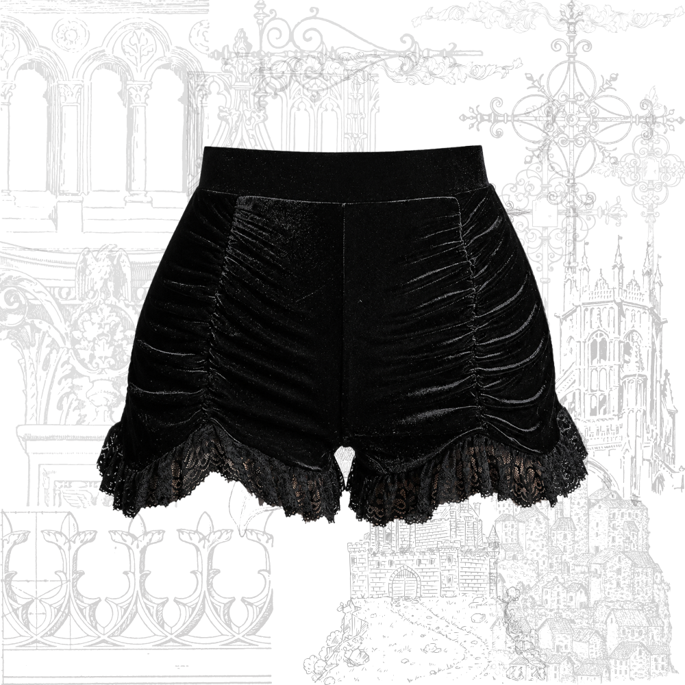Gothic Velvet Ruched Shorts