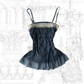 Vintage Dusty Blue Floral Lace Camisole