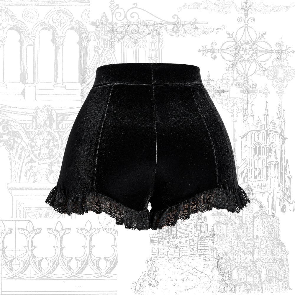 Gothic Velvet Ruched Shorts