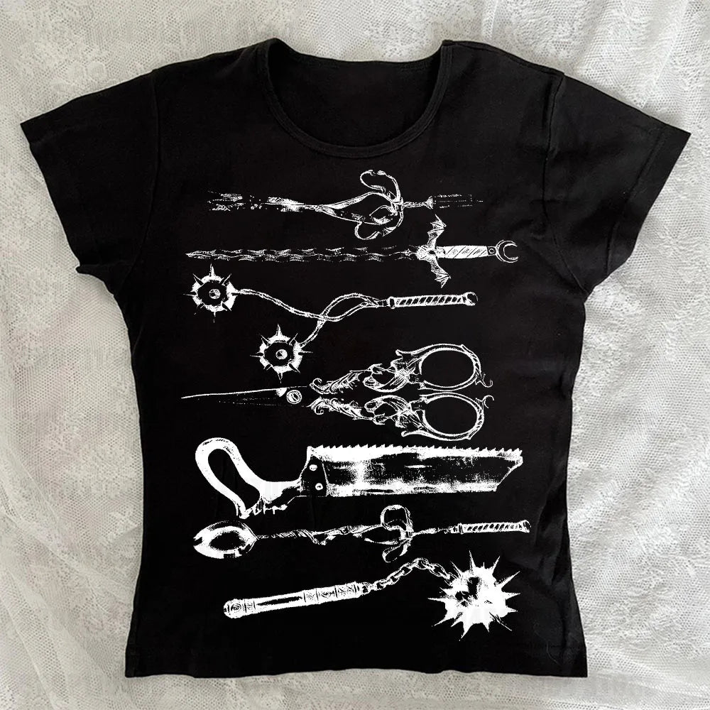 Medieval Weapons Print Slim Top