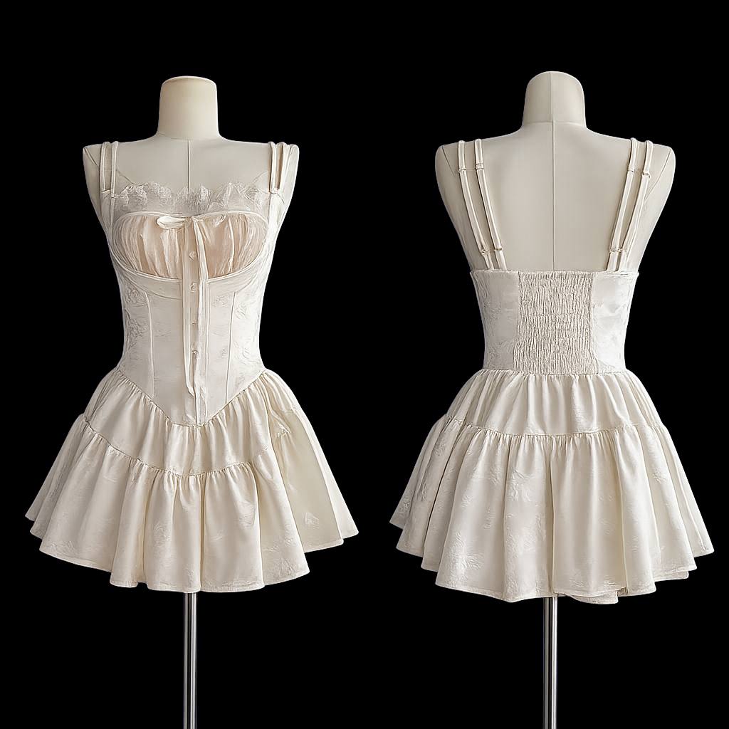 Medieval Satin Corset Mini Dress & Lace Shorts